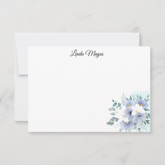 Carte Floral Note Nom Personnalisé (Devant)