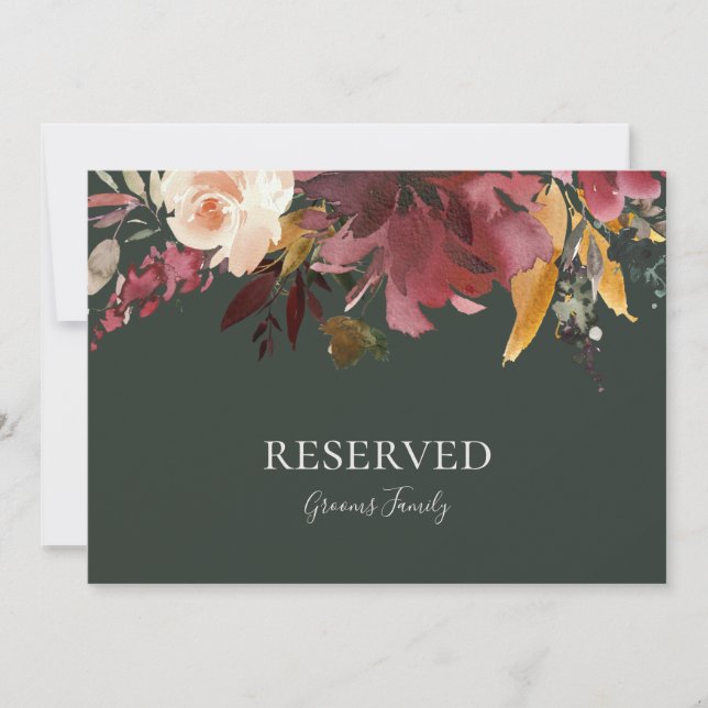 Carte Floral Orange Bourgogne | Panneau réservé vert (Devant)