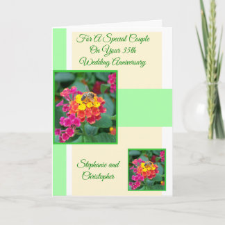 Carte Floral Personnalisé 35e anniversaire de Mariage
