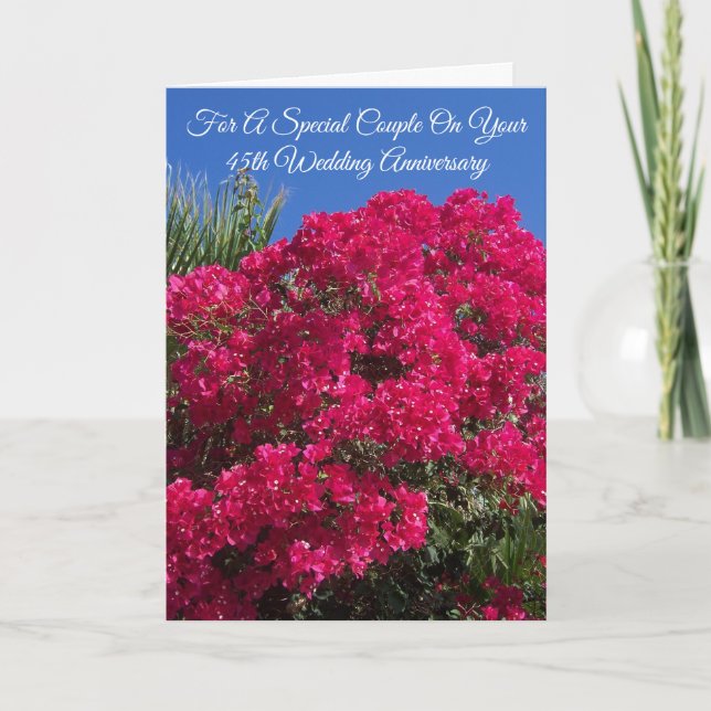 Carte Floral Personnalisé 45e anniversaire de Mariage (Devant)