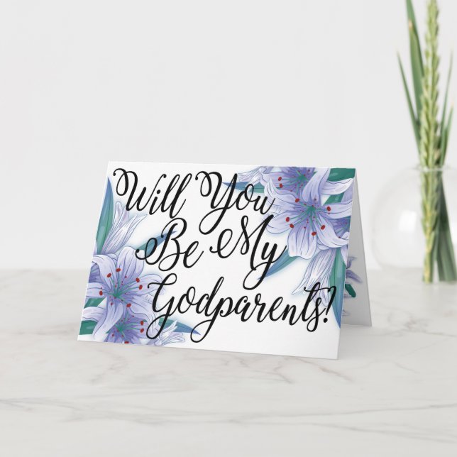 Carte Floral Photo Godparents Proposition (Devant)