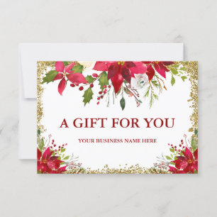 Carte Floral Poinsettia Gold Parties scintillant Certifi
