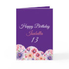 Floral Purple Aquarelle Coeur 13e anniversaire