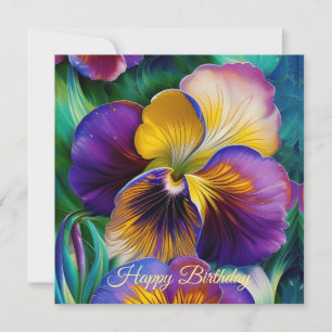 Carte Floral Purple et or pansement Anniversaire