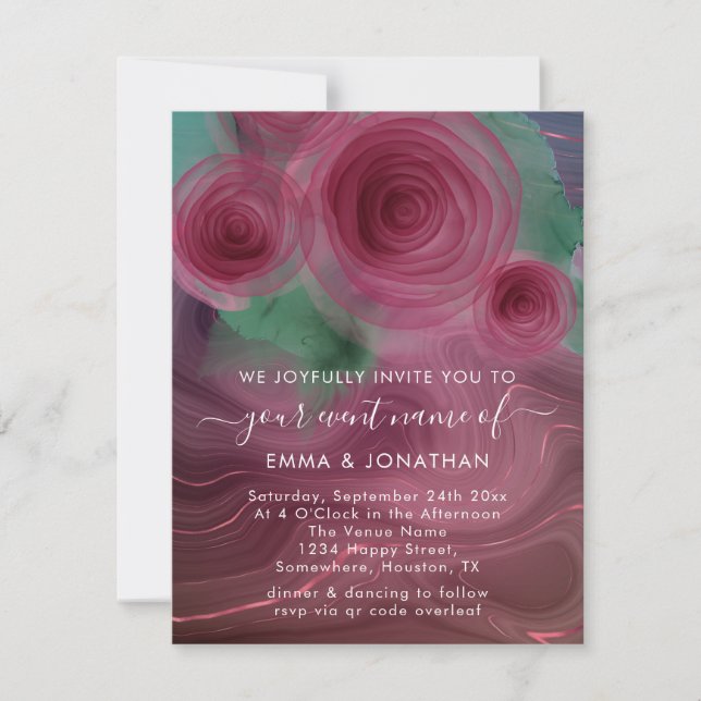 Carte Floral QR Code Marsala Rose Bourgogne (Devant)