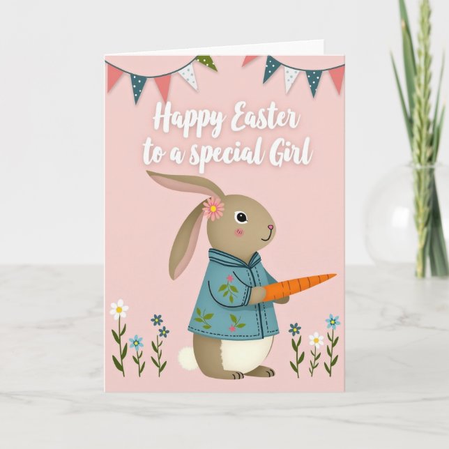 Carte Floral Rabbit Springtime Season Card (Devant)