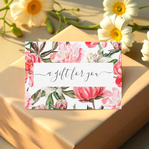 Carte Floral Red Pink White Business Certificat cadeau