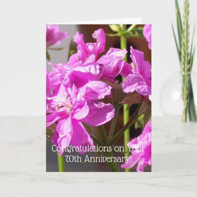 Carte Floral rose Personnalisé 70e anniversaire de Maria (Devant)
