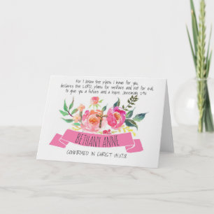 Carte Floral rose Roses Crucifix Scripture Confirmation