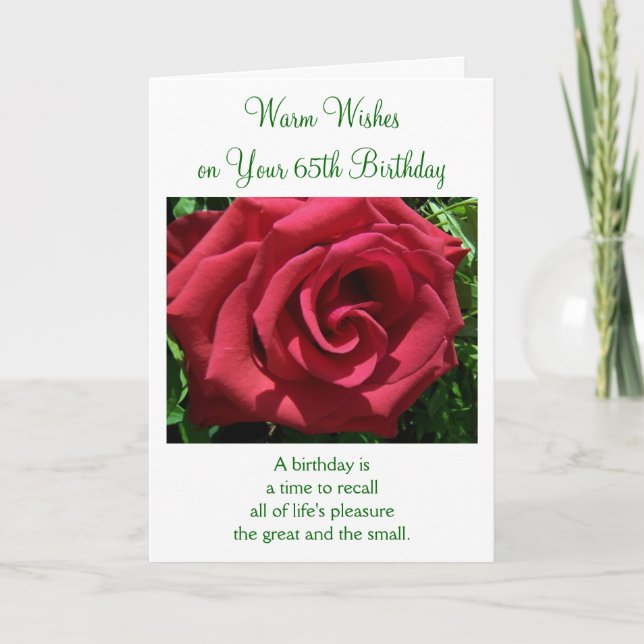 Carte Floral Rose rouge Personnalisé 65e anniversaire (Devant)
