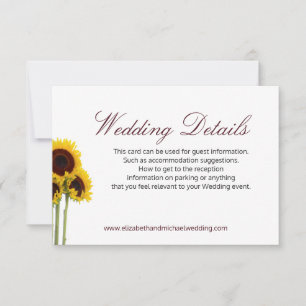 Carte Floral Rustic Sunflower - Détails Mariage