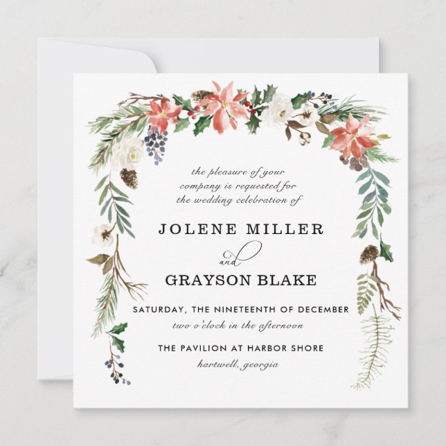 Carte Floral rustique | Mariage botanique d'hiver (Devant)