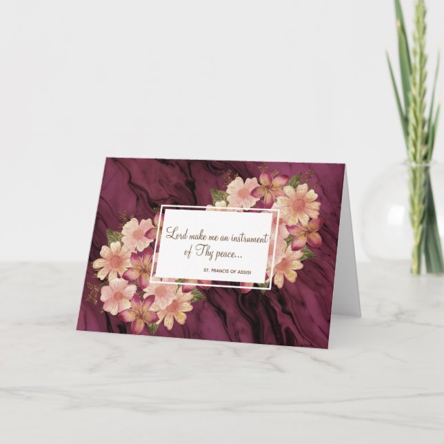 Carte Floral Saint François d'Assise Citation Marbre Mar (Devant)