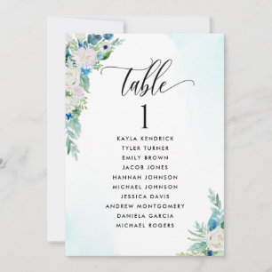 Carte Floral Seating Plan avec nom d'invité