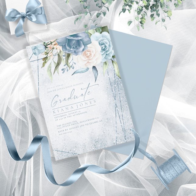 Carte Floral Sparkles Graduation Blue ID889 (Créateur téléchargé)
