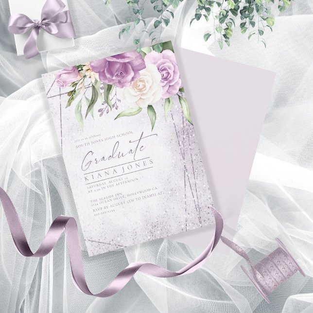 Carte Floral Sparkles Graduation Mauve ID889 (Créateur téléchargé)