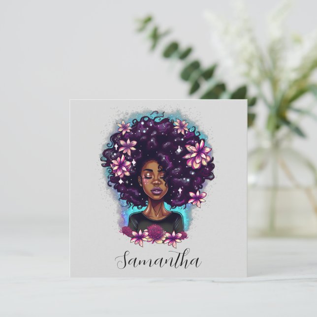Carte Floral Sparkling Afro Femme (Debout devant)