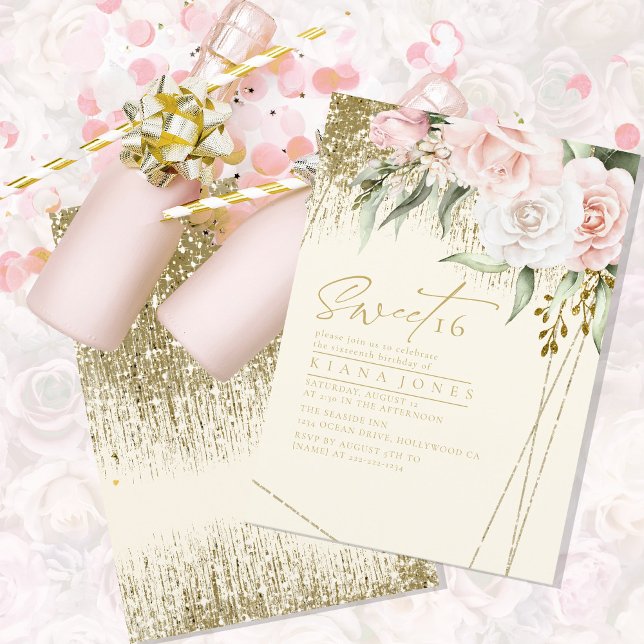 Carte Floral Sweet sixteen Gold ID912 (Créateur téléchargé)