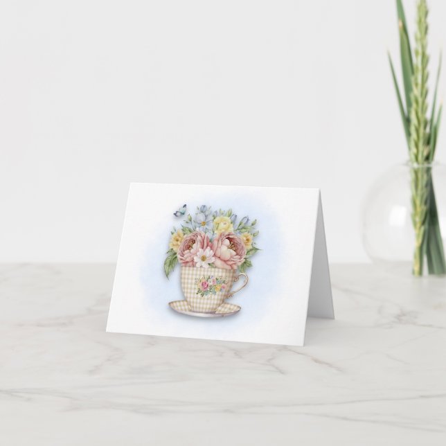 Carte Floral Teacup Note (Devant)
