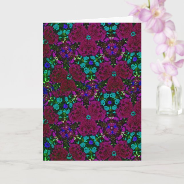 Carte Floral violet et bleu Kaleidoscope Ami Anniversair (Orchidée)