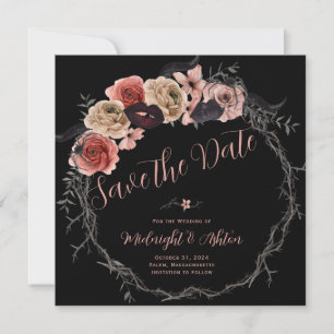 Carte Floral Wreath Gothic Enregistrer la date