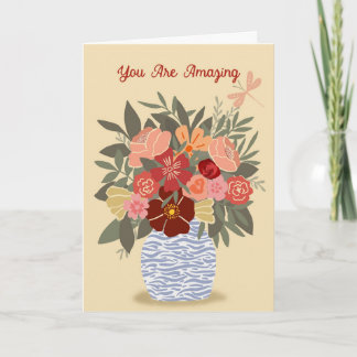 Carte Floral "You Are Amazing" Folded Card - blank insid