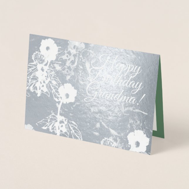 Carte florale à huile verte d'anniversaire (Devant)