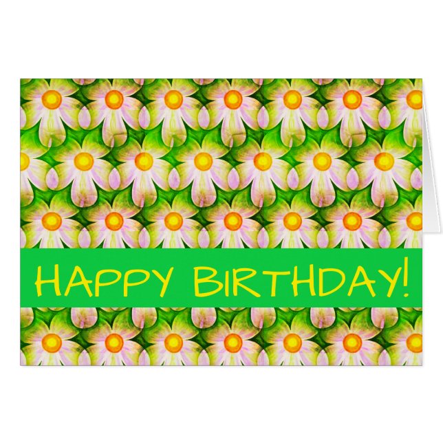 Carte florale à impression numérique Daisy (Devant horizontal)