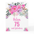 Carte florale aquarelle rose pour 75e anniversaire