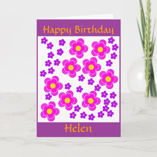 Carte florale assez rose et moderne. Birthda (Devant)