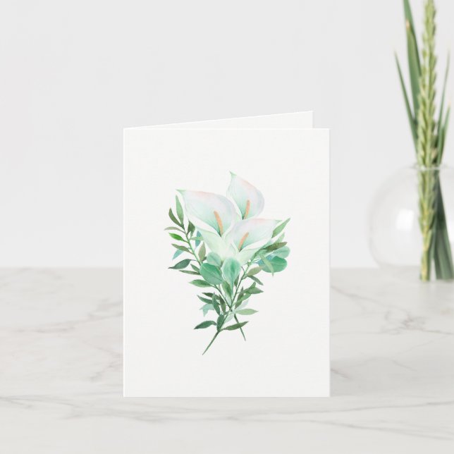 Carte florale blanche Calla Lily élégante (Devant)
