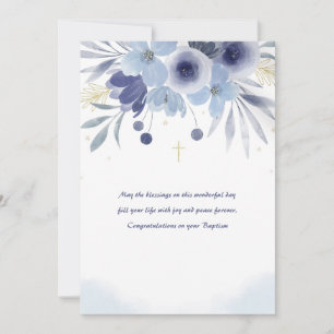 Carte Florale Bleue de Baptême