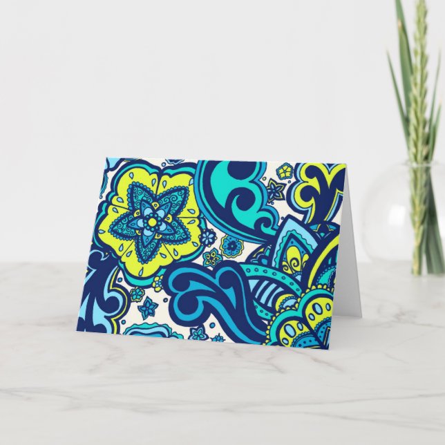 Carte florale bleue et verte (Devant)