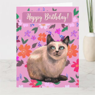 carte florale chat argenté