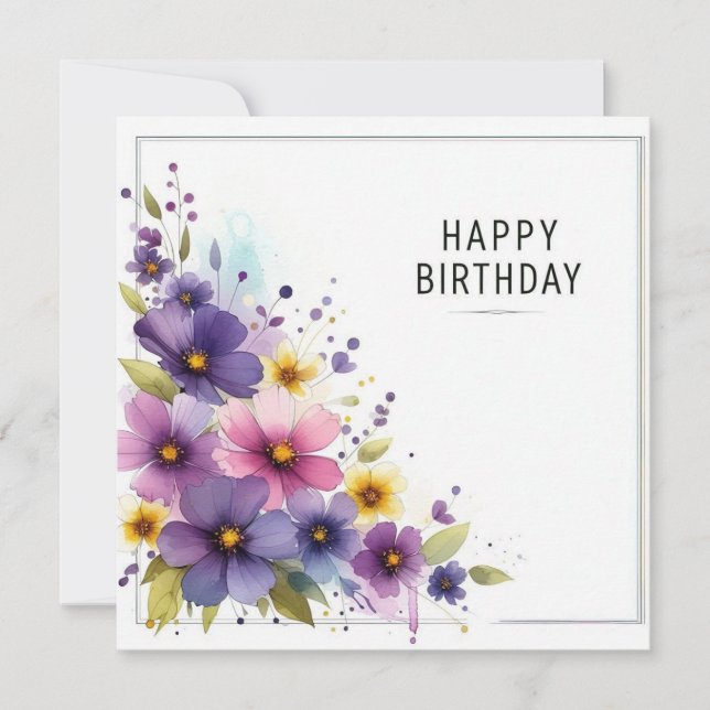 carte florale d'anniversaire heureuse (Devant)
