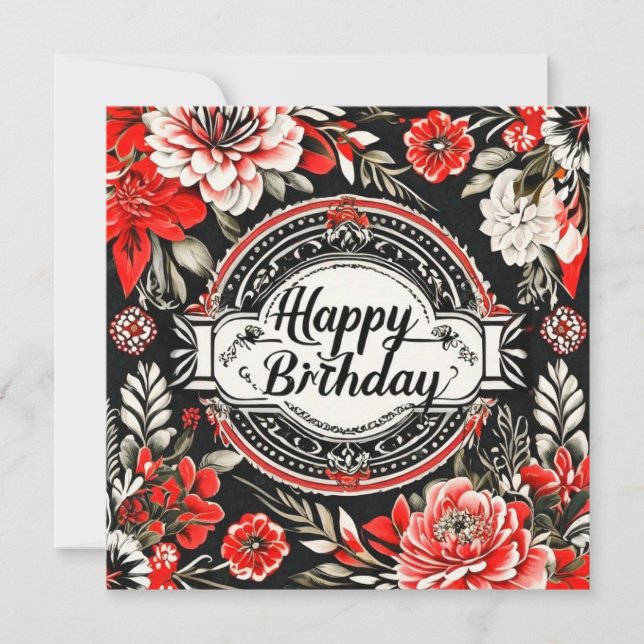 carte florale d'anniversaire heureuse (Devant)