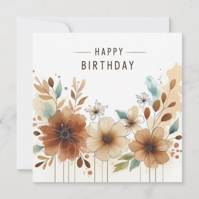 carte florale d'anniversaire heureuse (Devant)