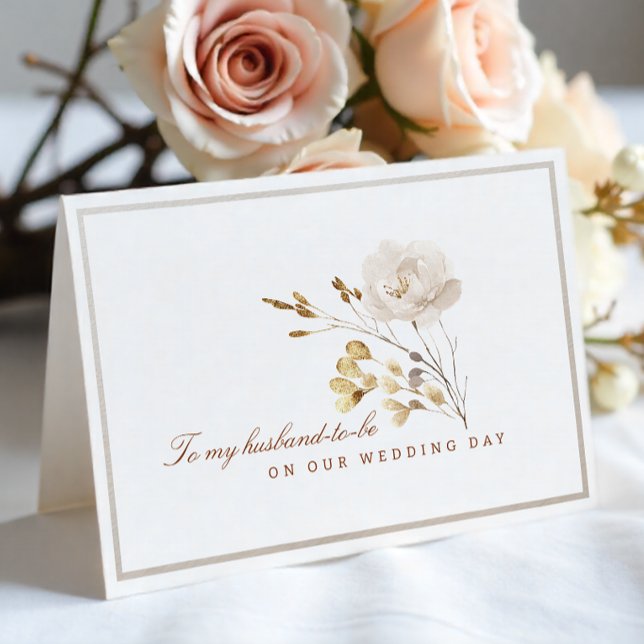 Carte florale d'automne pour le jour de mariage à  (Husband-to-be Wedding Day Card)
