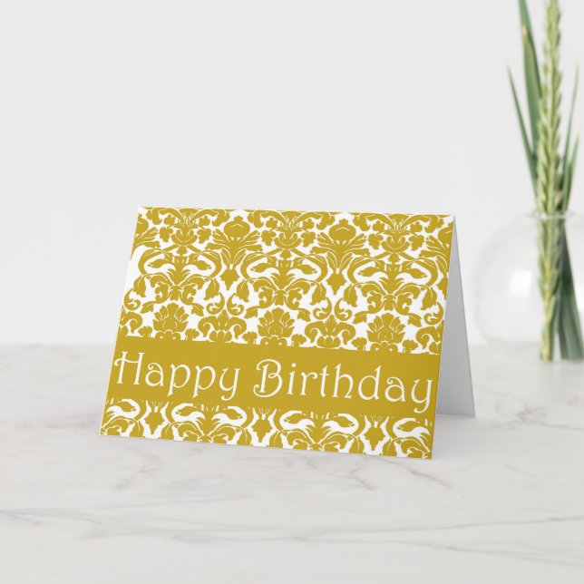Carte florale de joyeux anniversaire de damassé (Devant)