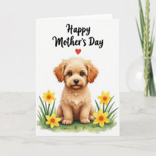 Carte florale de la fête des mères pour chiots