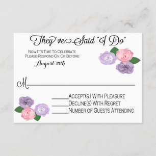 Carte florale de la réception de mariage seulement