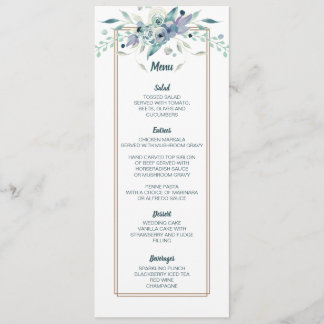 Carte florale de menu de mariage d'aquarelle molle