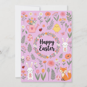Carte florale de Pâques joyeuse