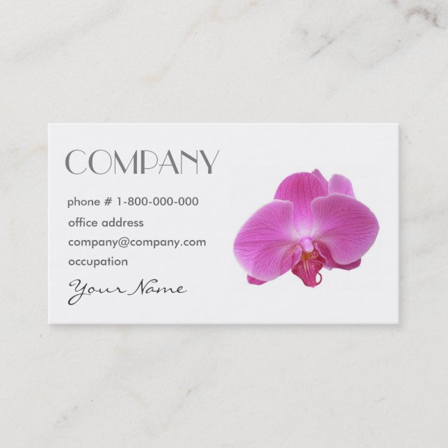 Carte florale de profil d'orchidée rose (Devant)