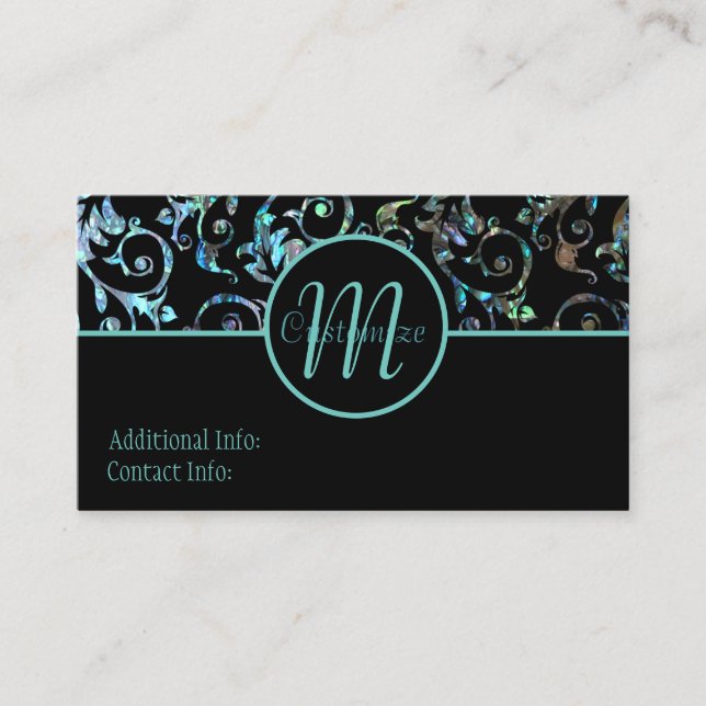Carte florale de turquoise de monogramme et de (Devant)