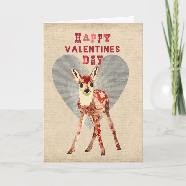 Carte florale de Valentines de faon (Devant)