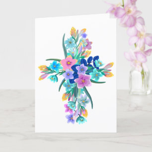 Carte florale en forme de croix