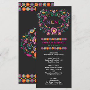 Carte florale mexicaine de menu de fiesta de