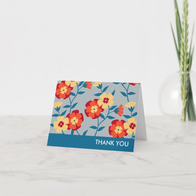 Carte florale moderne de jaune, bleue et orange de (Devant)