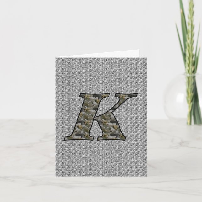 Carte Florale Monogramme Initial K Hydrangea (Devant)